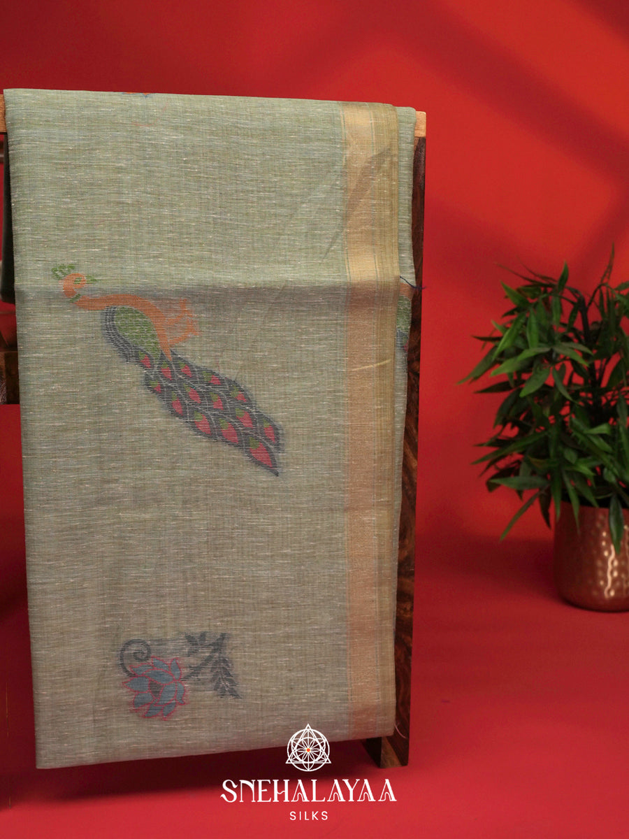 Grey Linen Saree