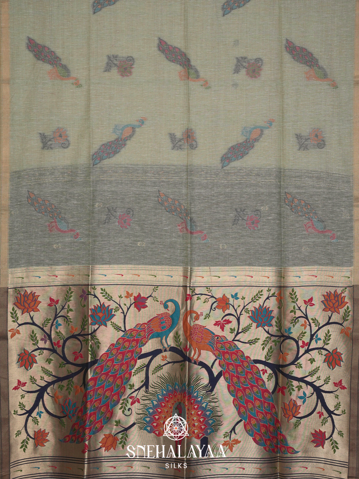 Grey Linen Saree