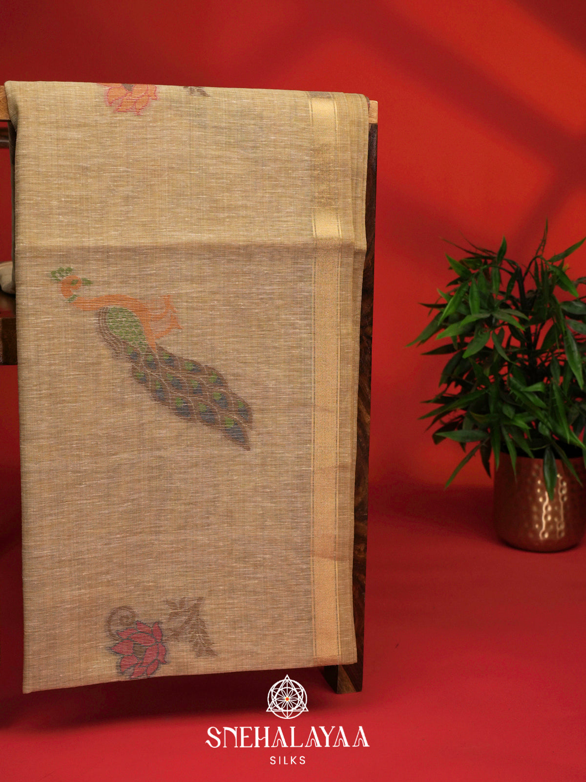 Dusty Brown Linen Saree