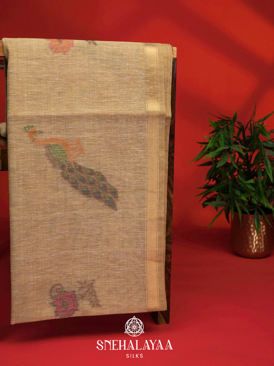 Dusty Brown Linen Saree