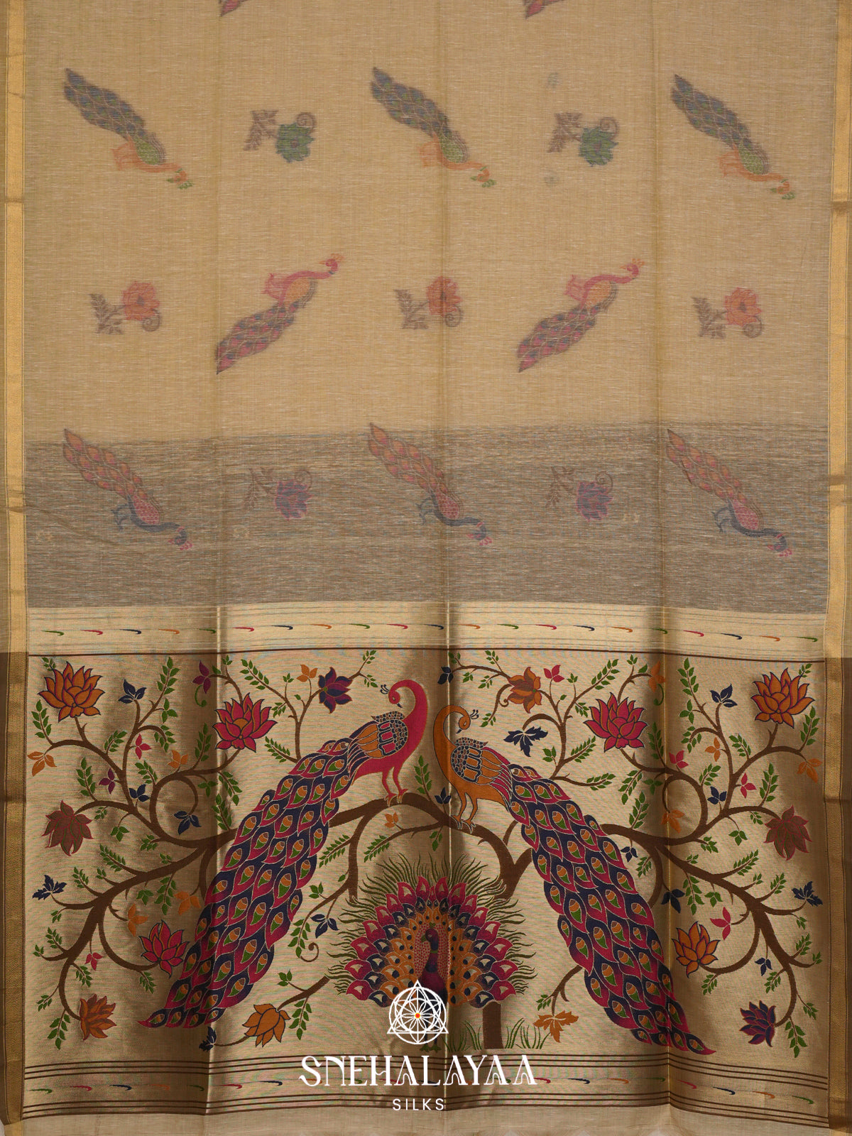 Dusty Brown Linen Saree