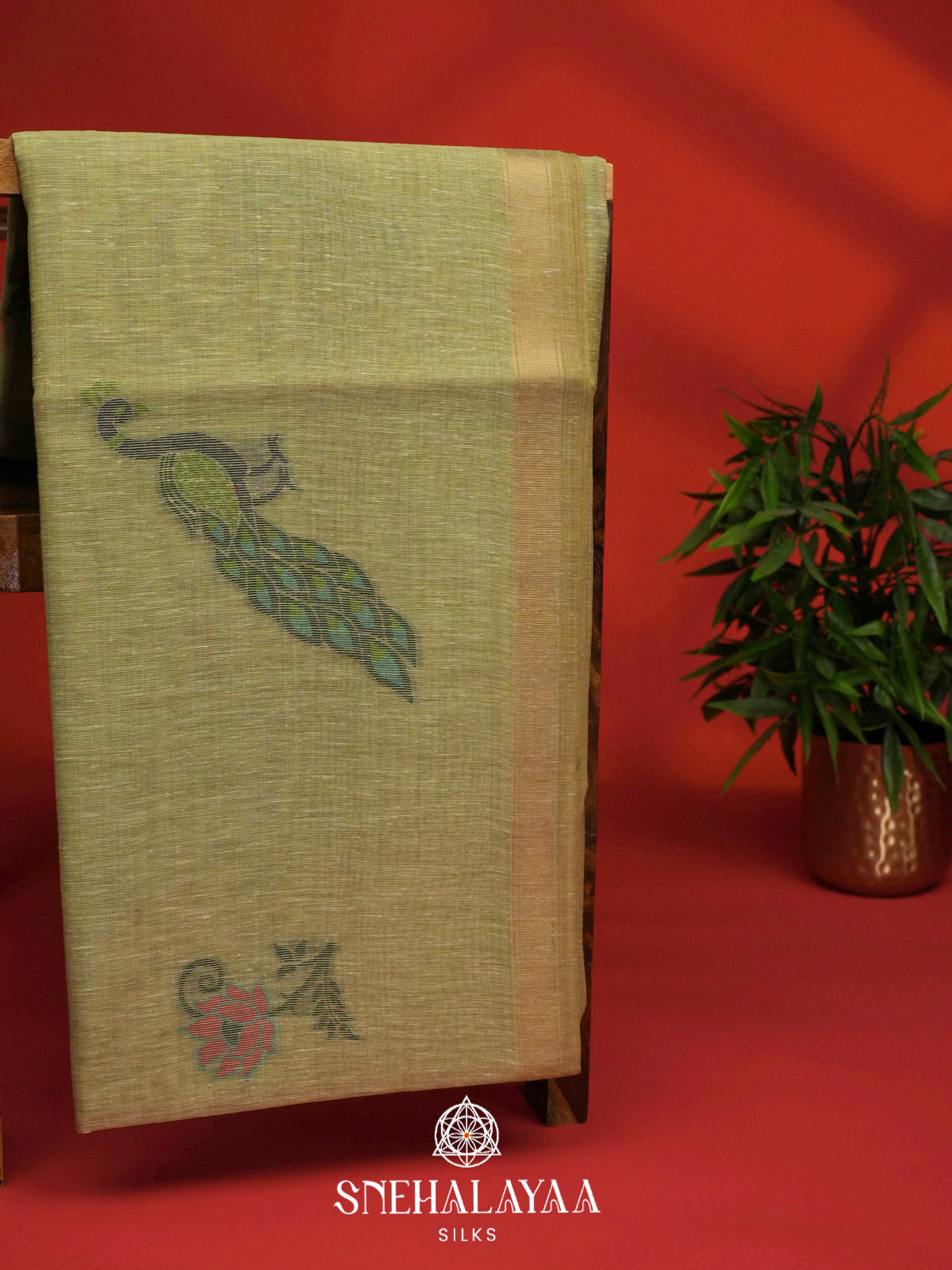 Dusty Green Linen Saree