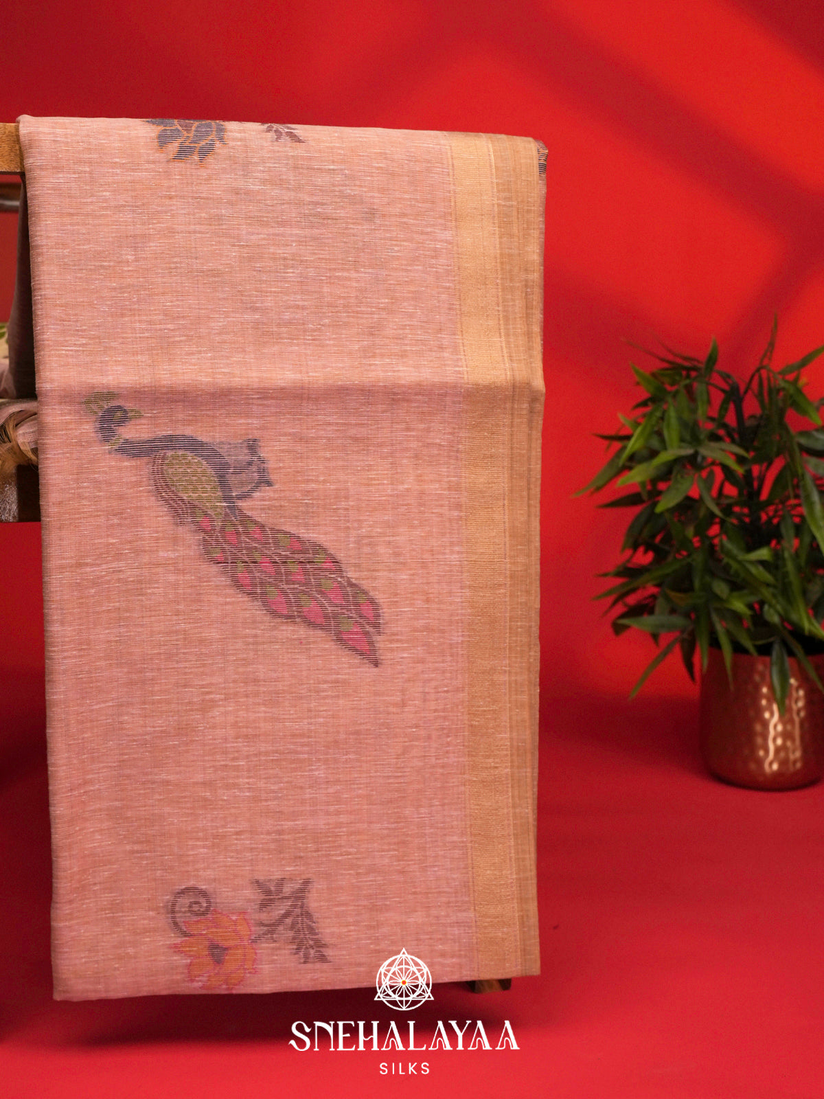 Light Pink Linen Saree