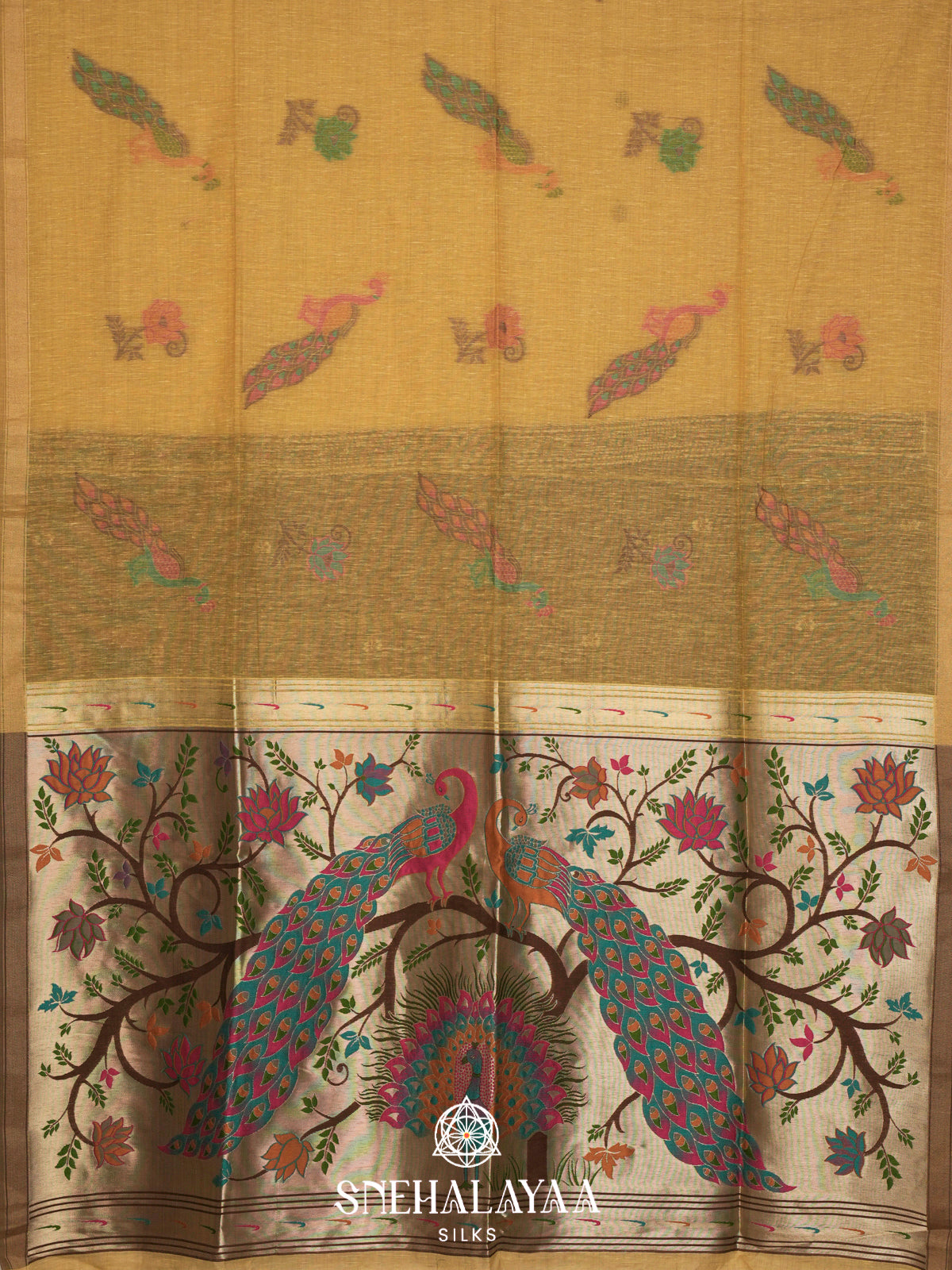 Dusty Green Linen Saree