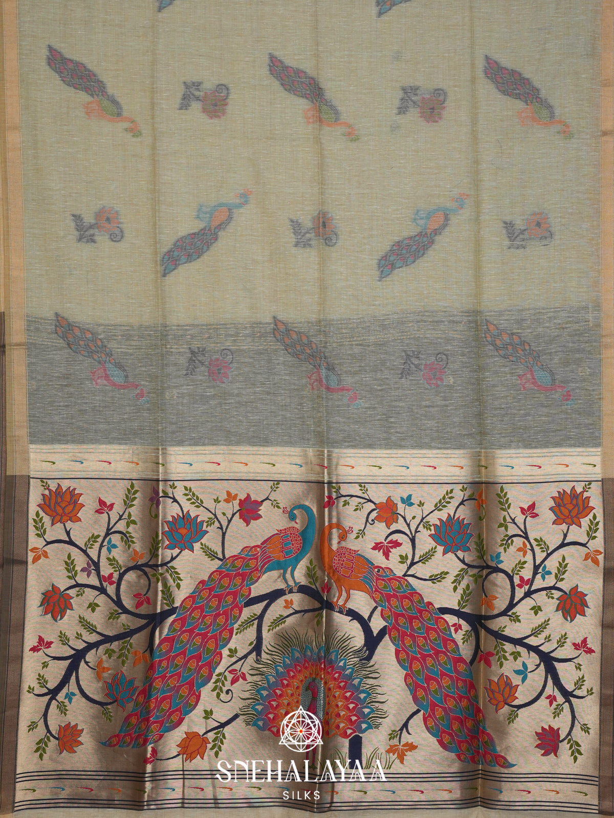 Grey Linen Saree