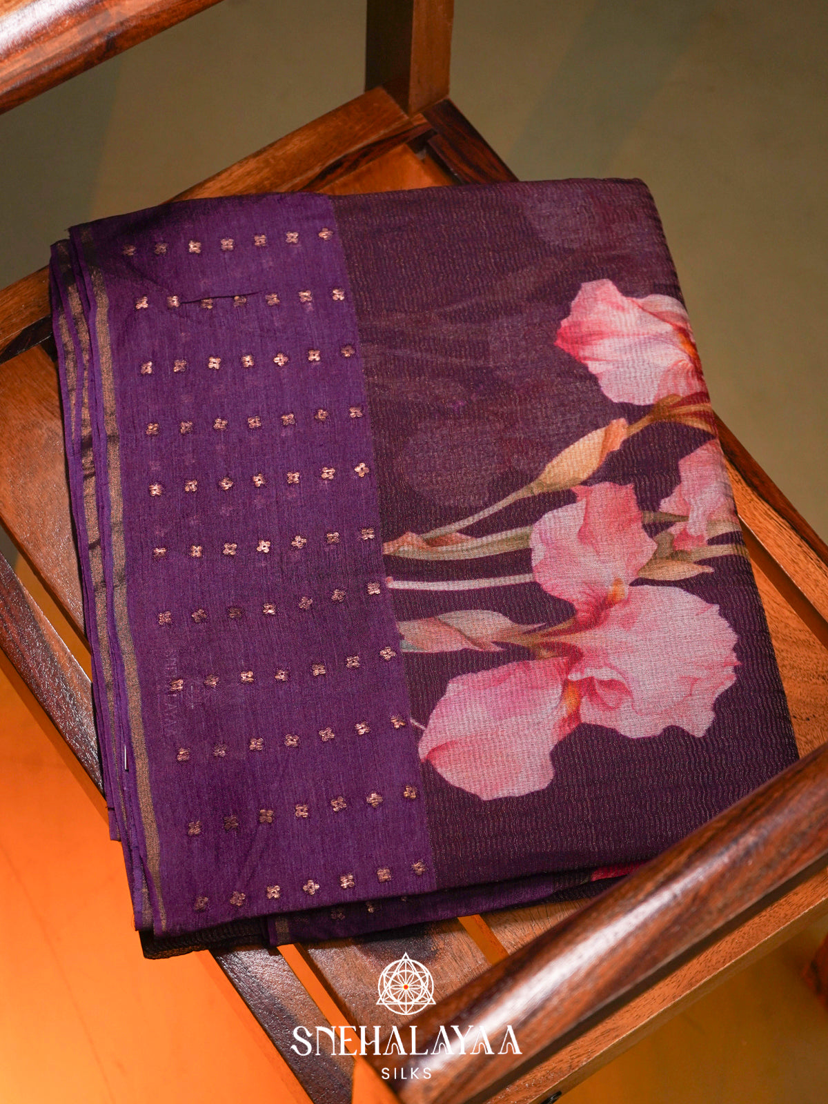Purple  Kora Silk Saree