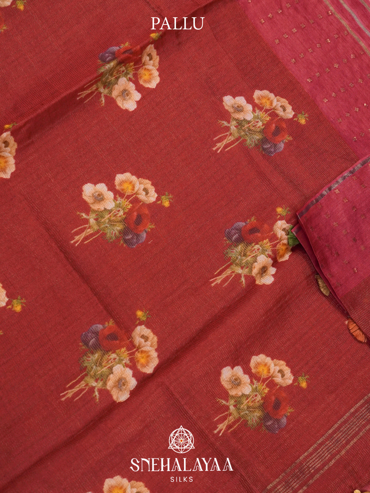 Maroon  Kora Silk Saree