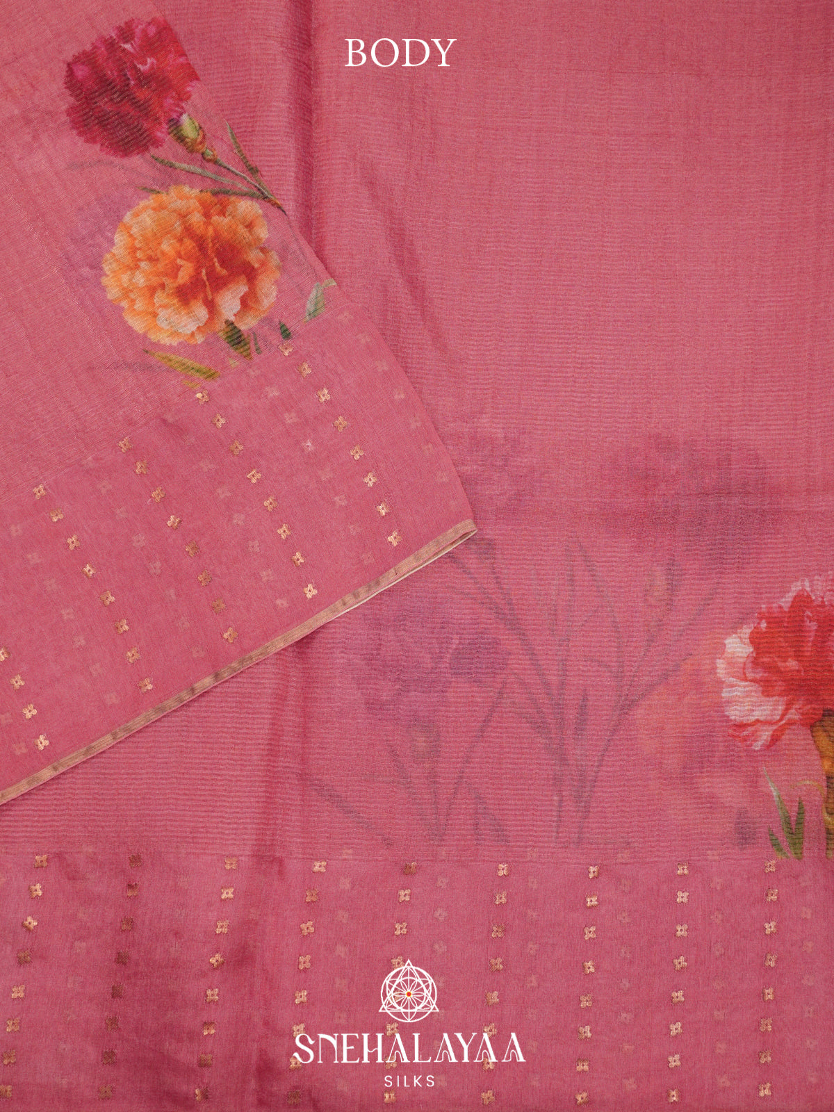 Pink  Kora Silk Saree