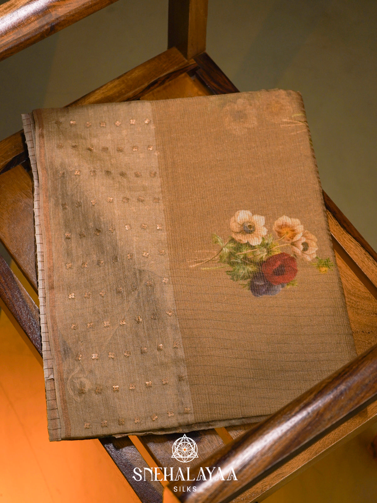 Brown  Kora Silk Saree