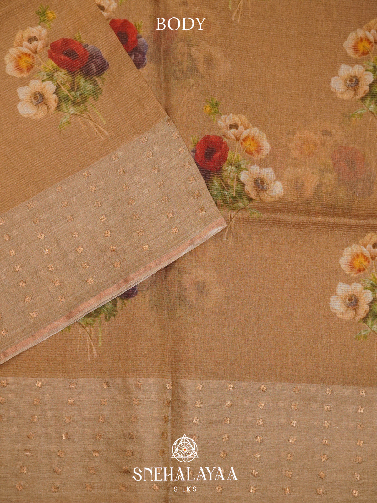 Brown  Kora Silk Saree
