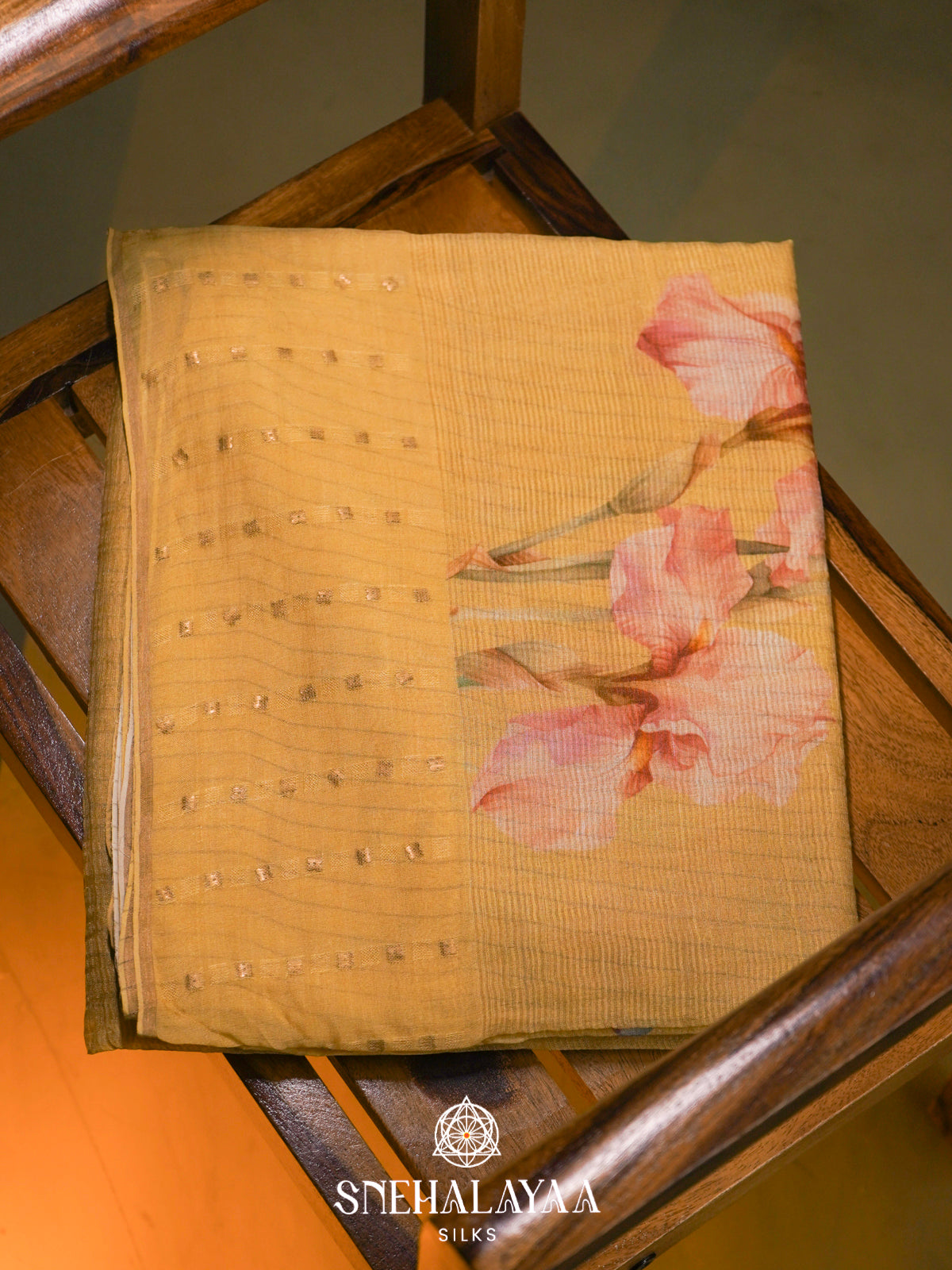 Yellow  Kora Silk Saree