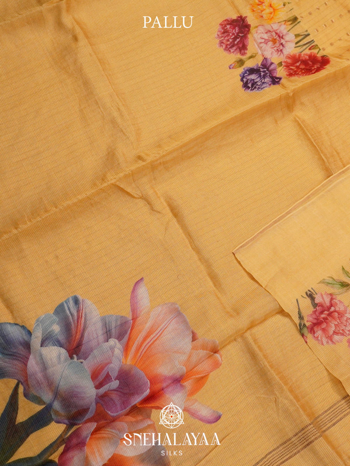 Yellow  Kora Silk Saree