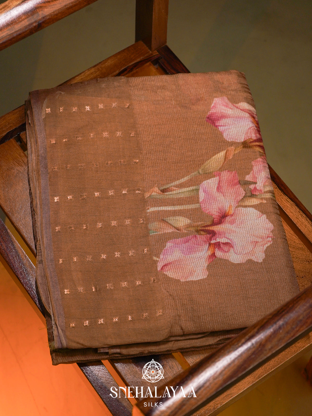 Brown  Kora Silk Saree