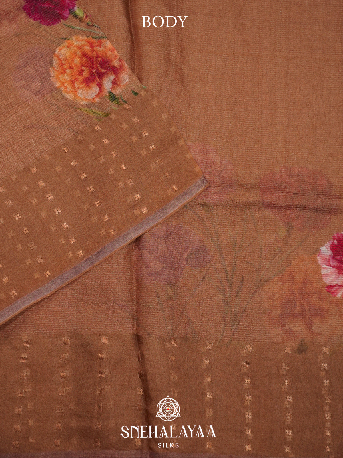 Brown  Kora Silk Saree