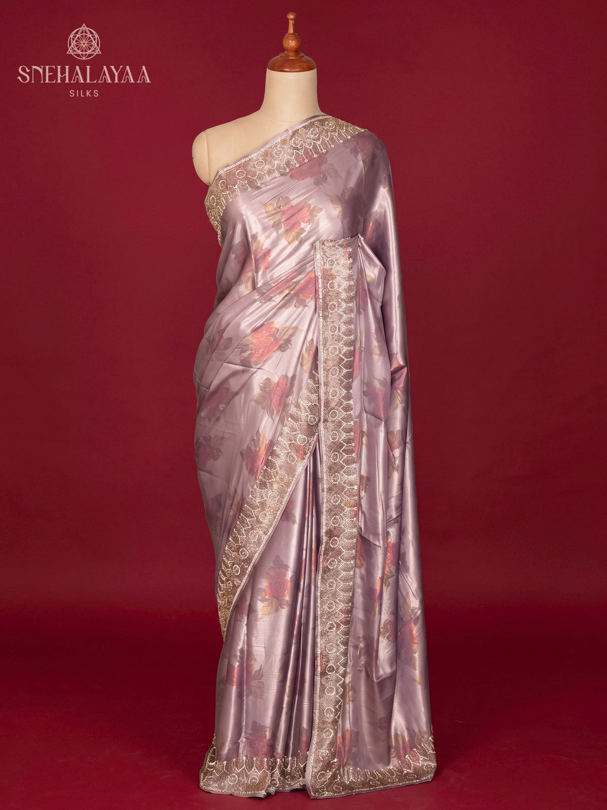 Dusty Mauve Designer Saree
