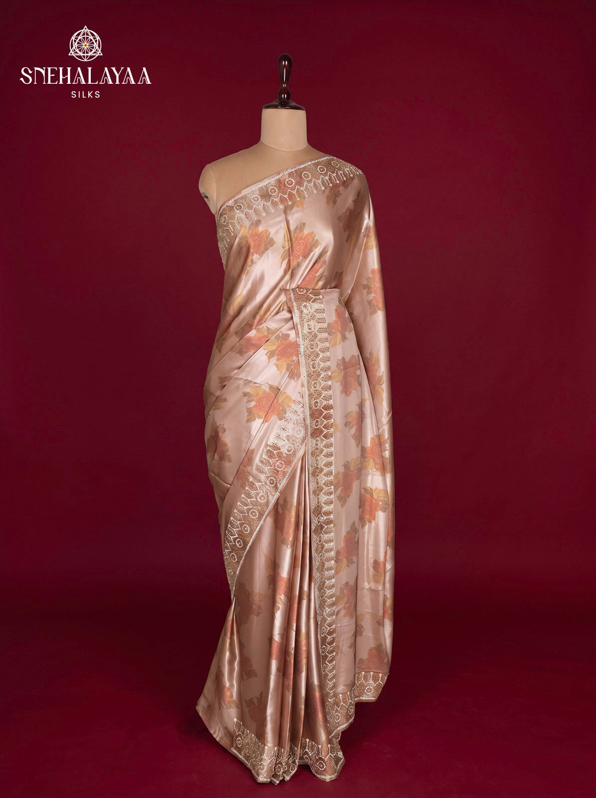Peach Designer Saree
