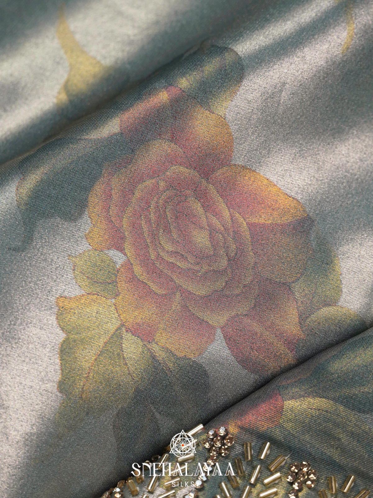 Steel Grey Designer Saree
