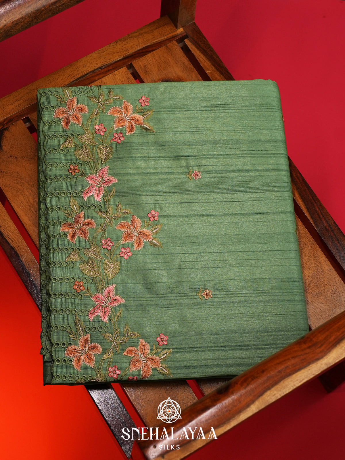 Green Raw Silk Saree