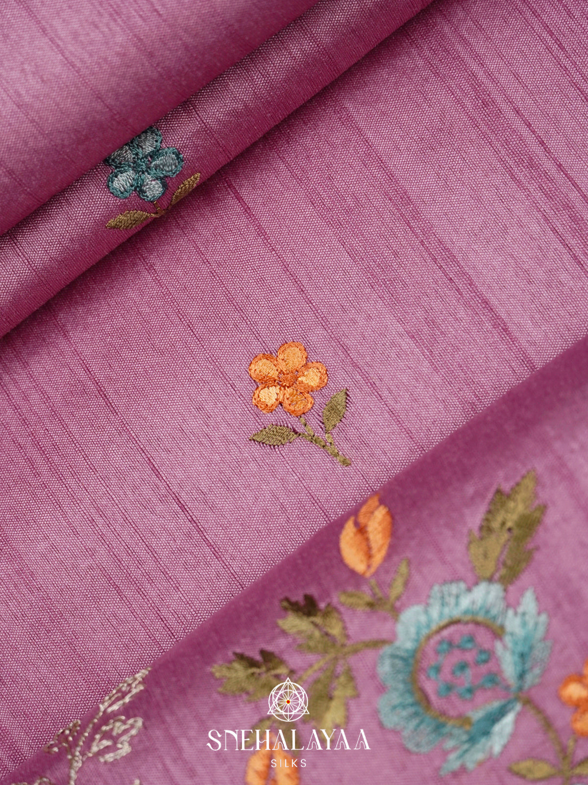 Pink Raw Silk Embroidery Saree
