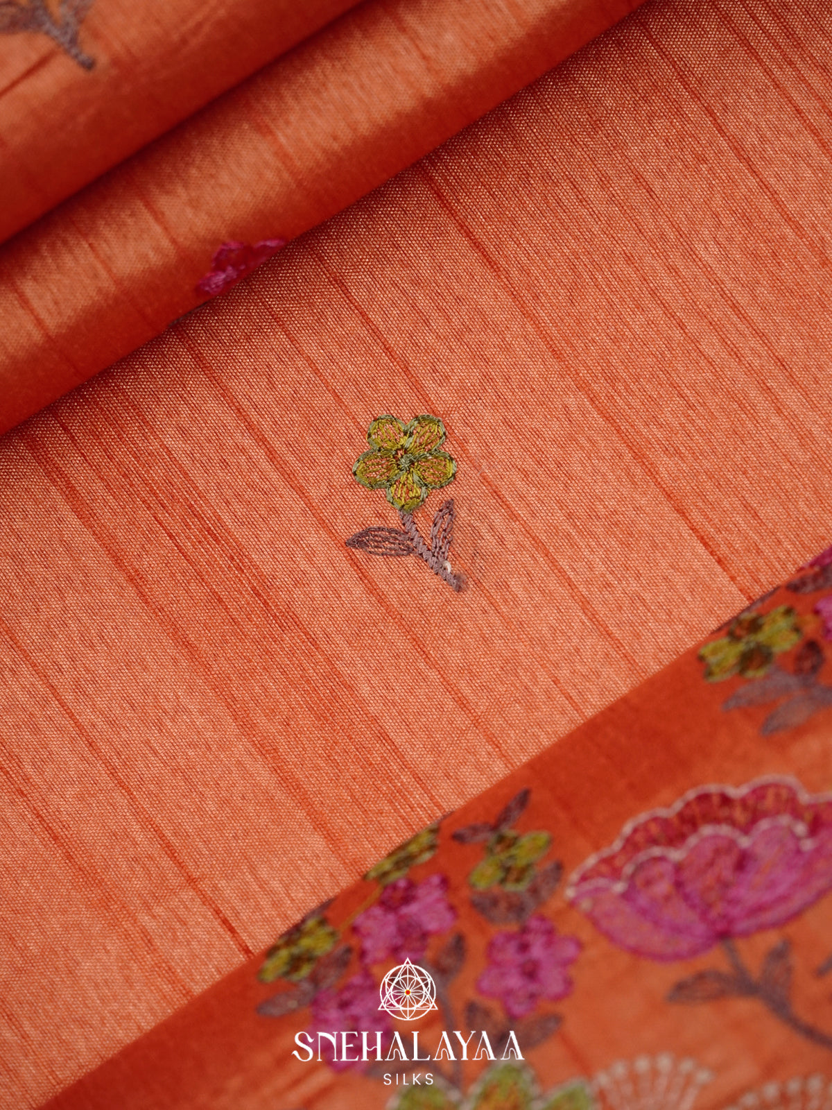 Peach Raw Silk Saree