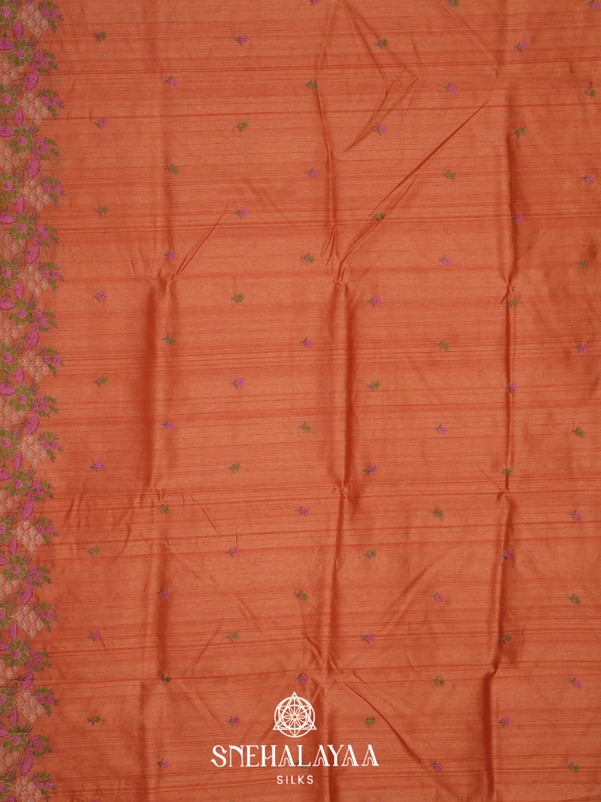 Peach Raw Silk Saree