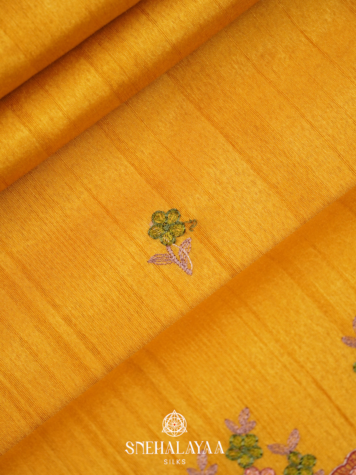 Mango Yellow Raw Silk Saree