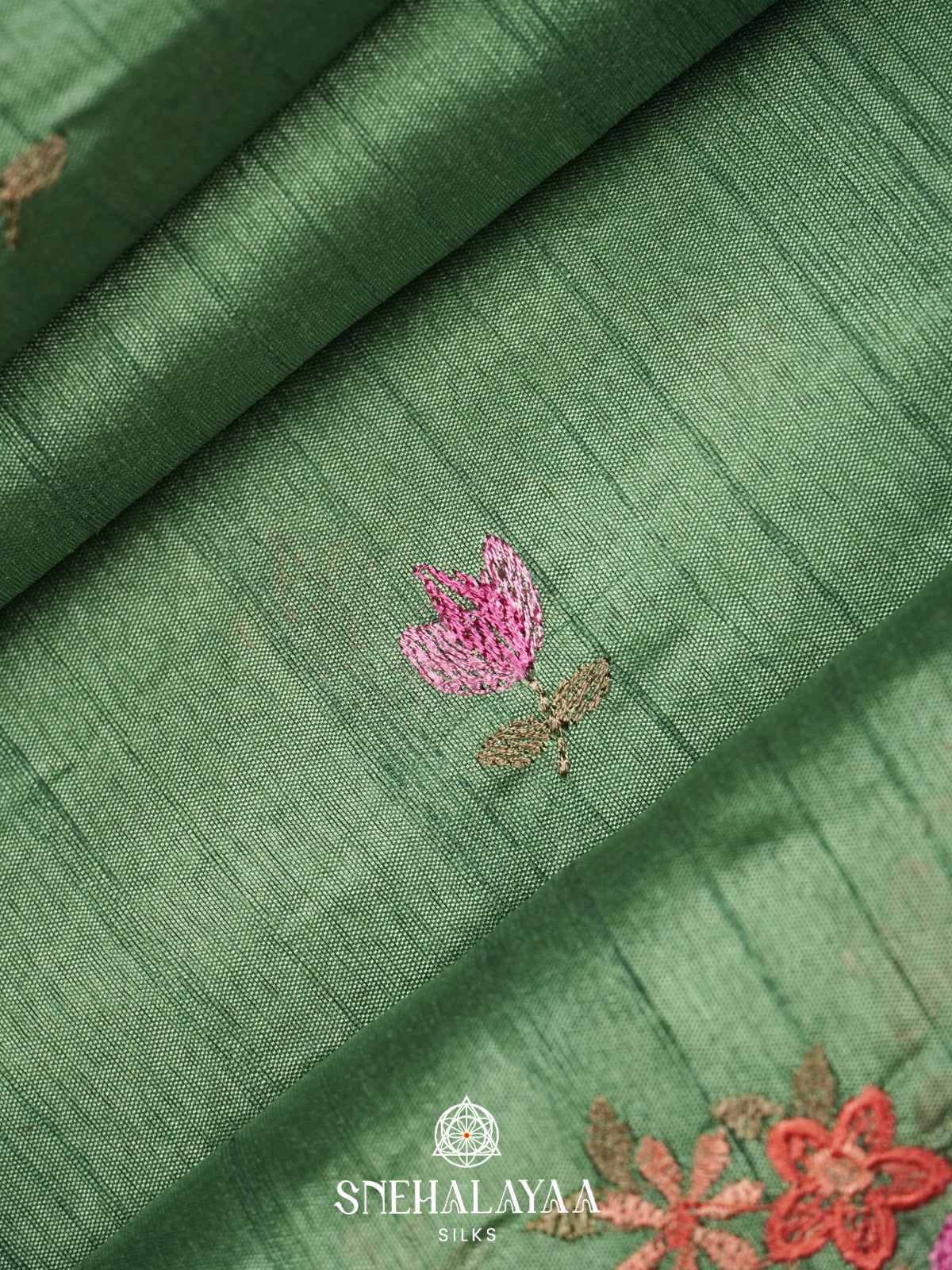 Green Raw Silk Saree