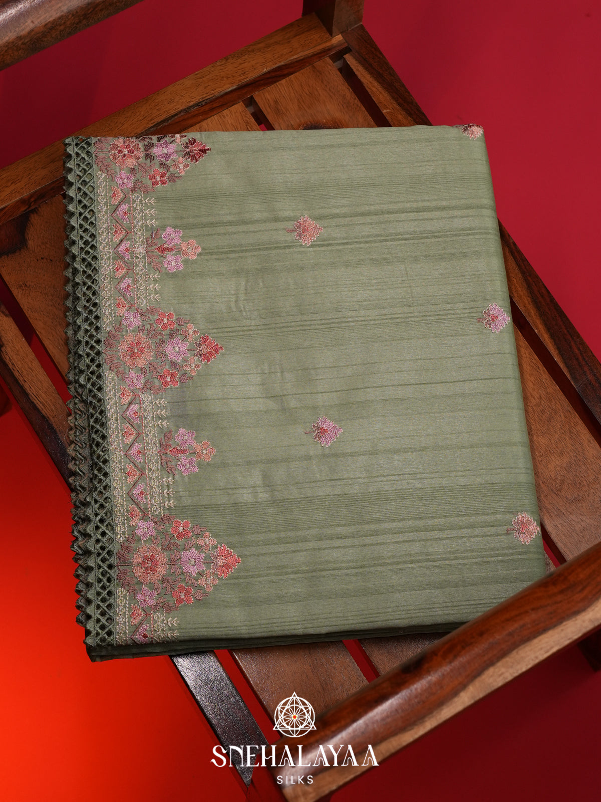 Pale Green Raw Silk Saree