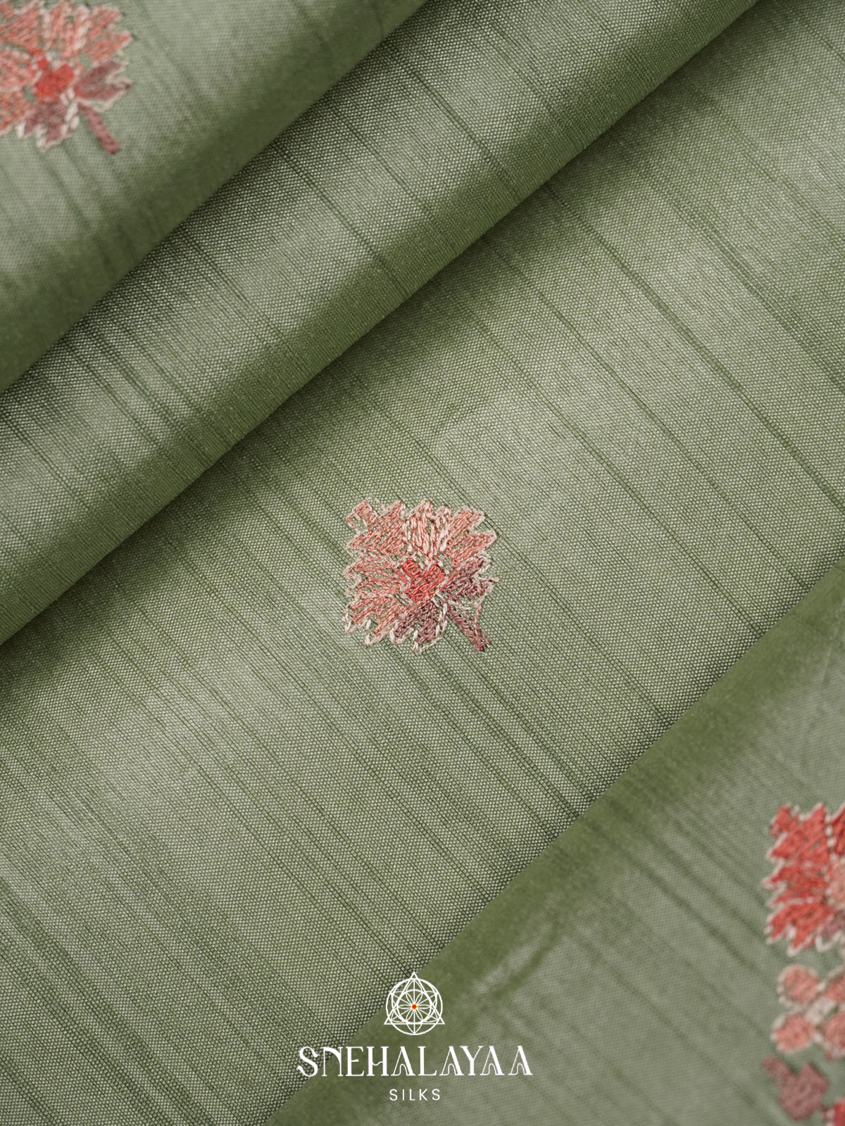 Pale Green Raw Silk Saree