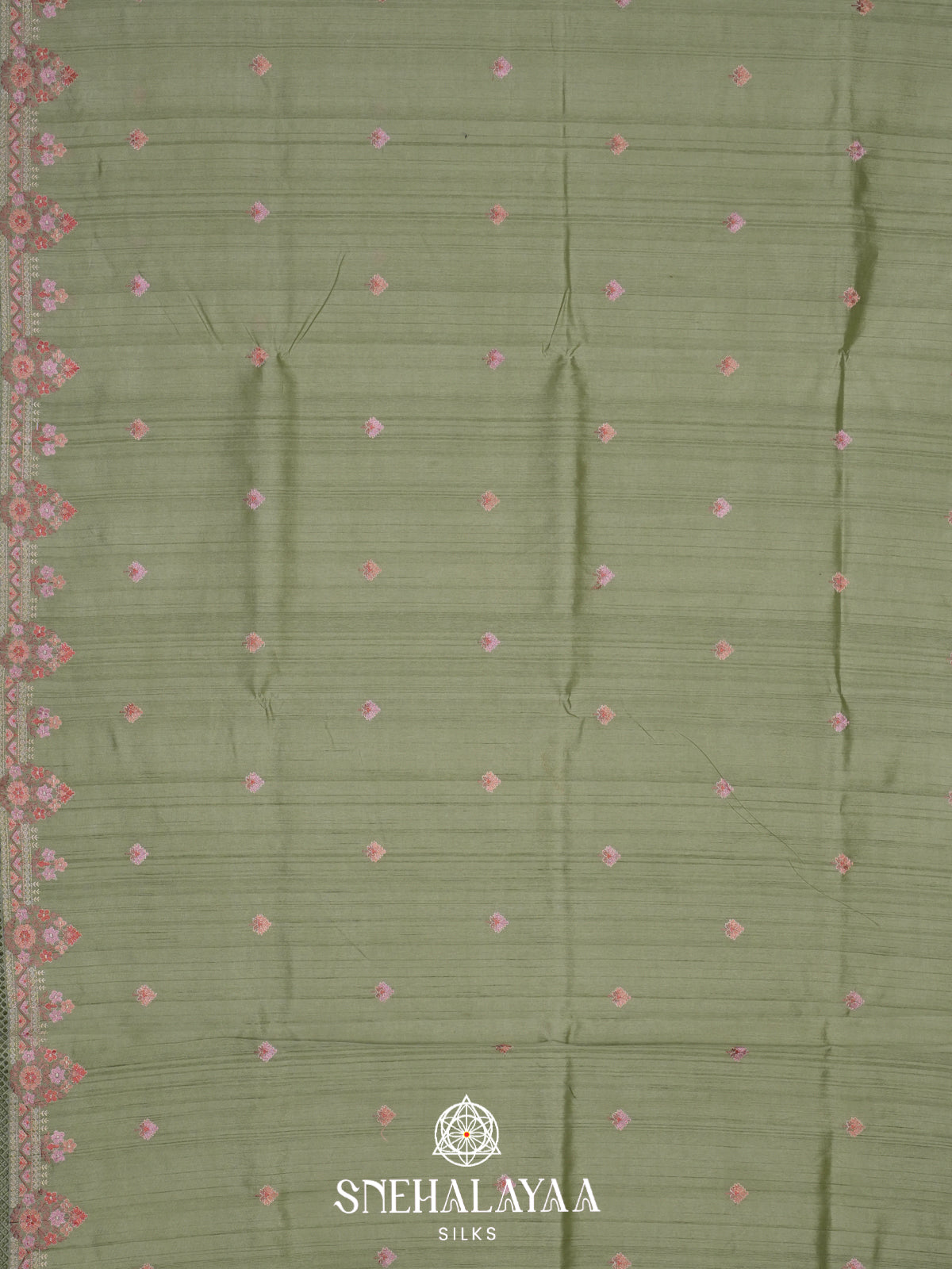 Pale Green Raw Silk Saree