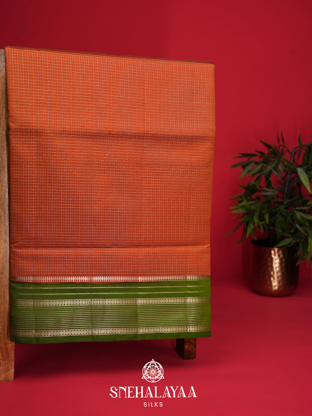 Orange Raw Silk Saree