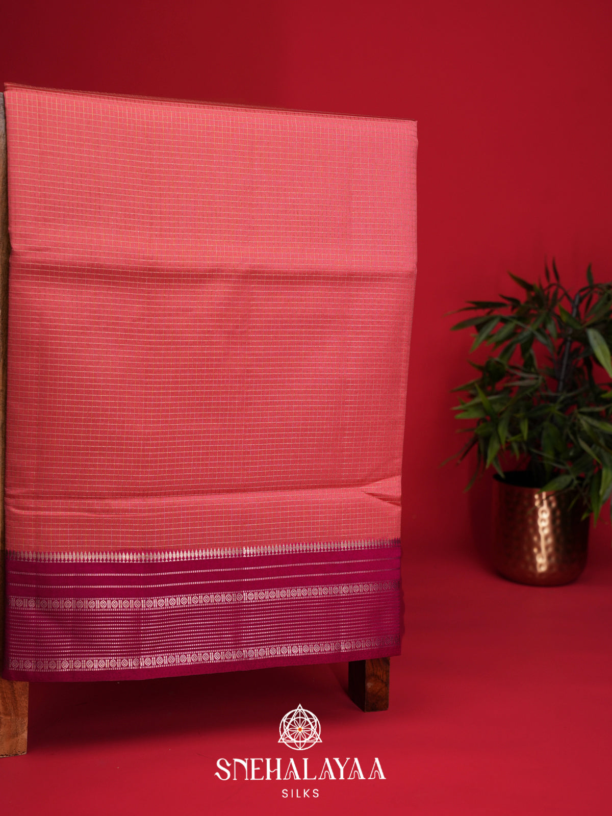Peach Raw Silk Saree