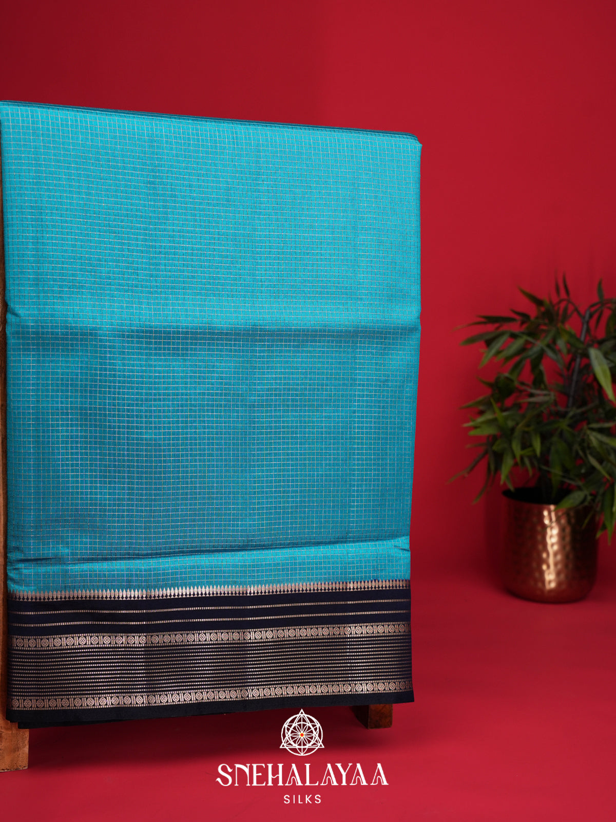 Aqua Blue Raw Silk Saree