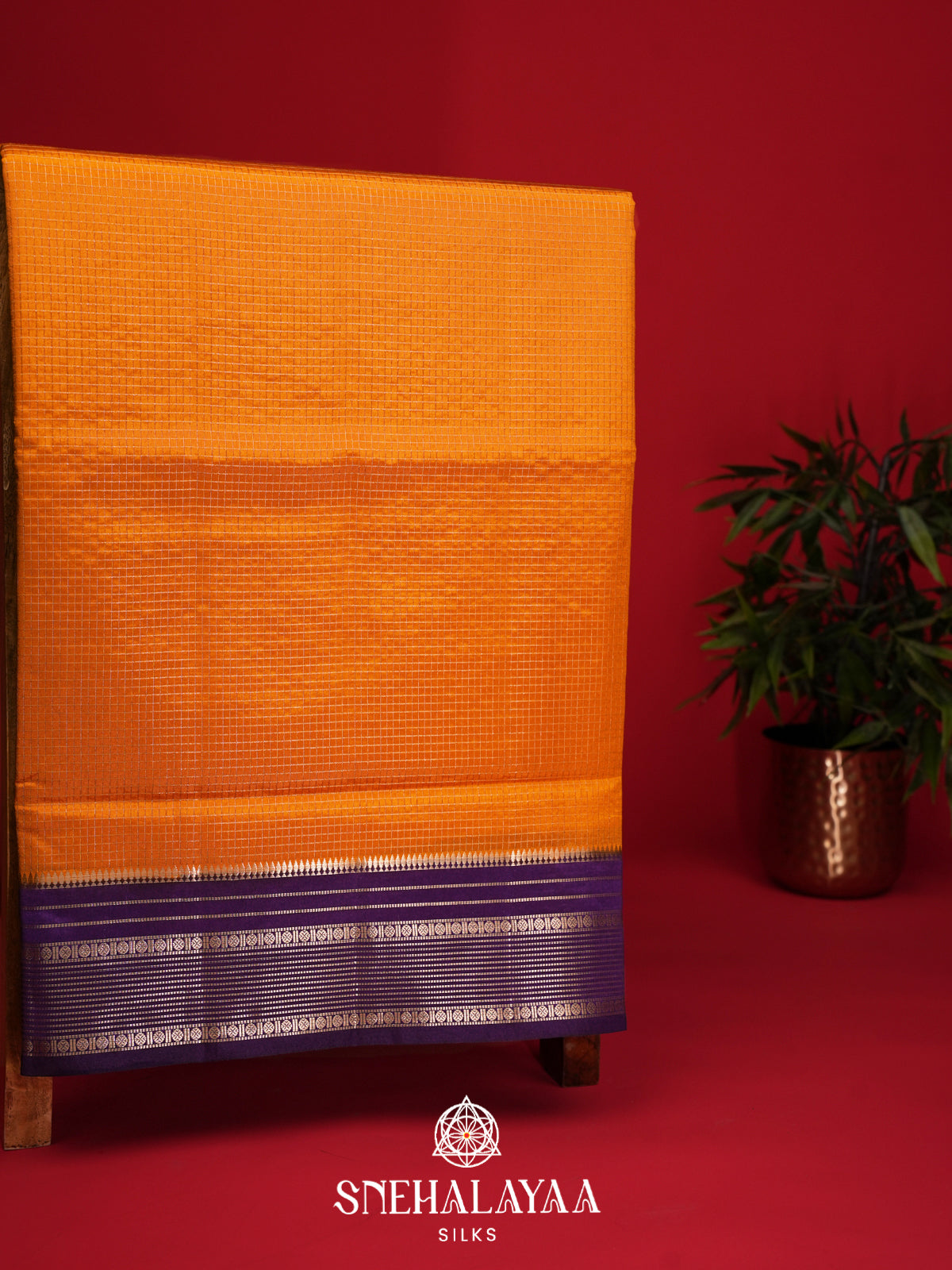 Orange Raw Silk Saree