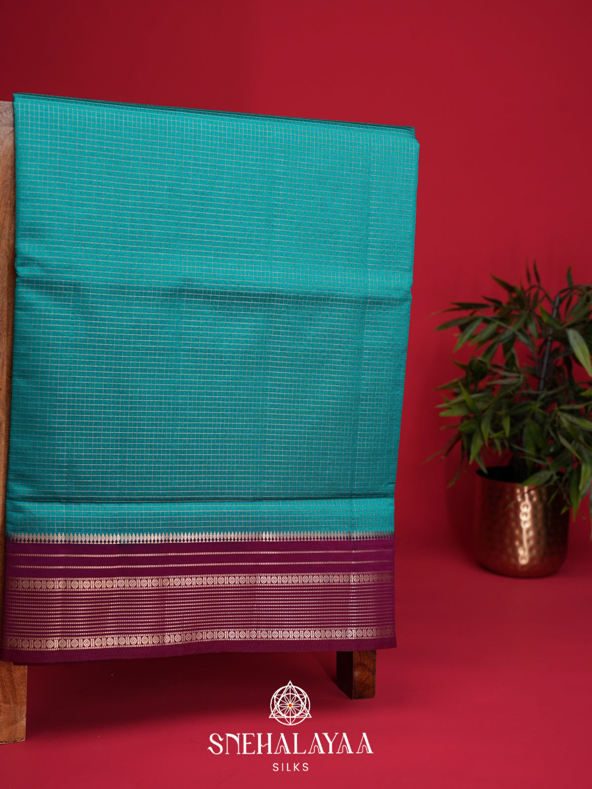 Aqua Blue Raw Silk Saree