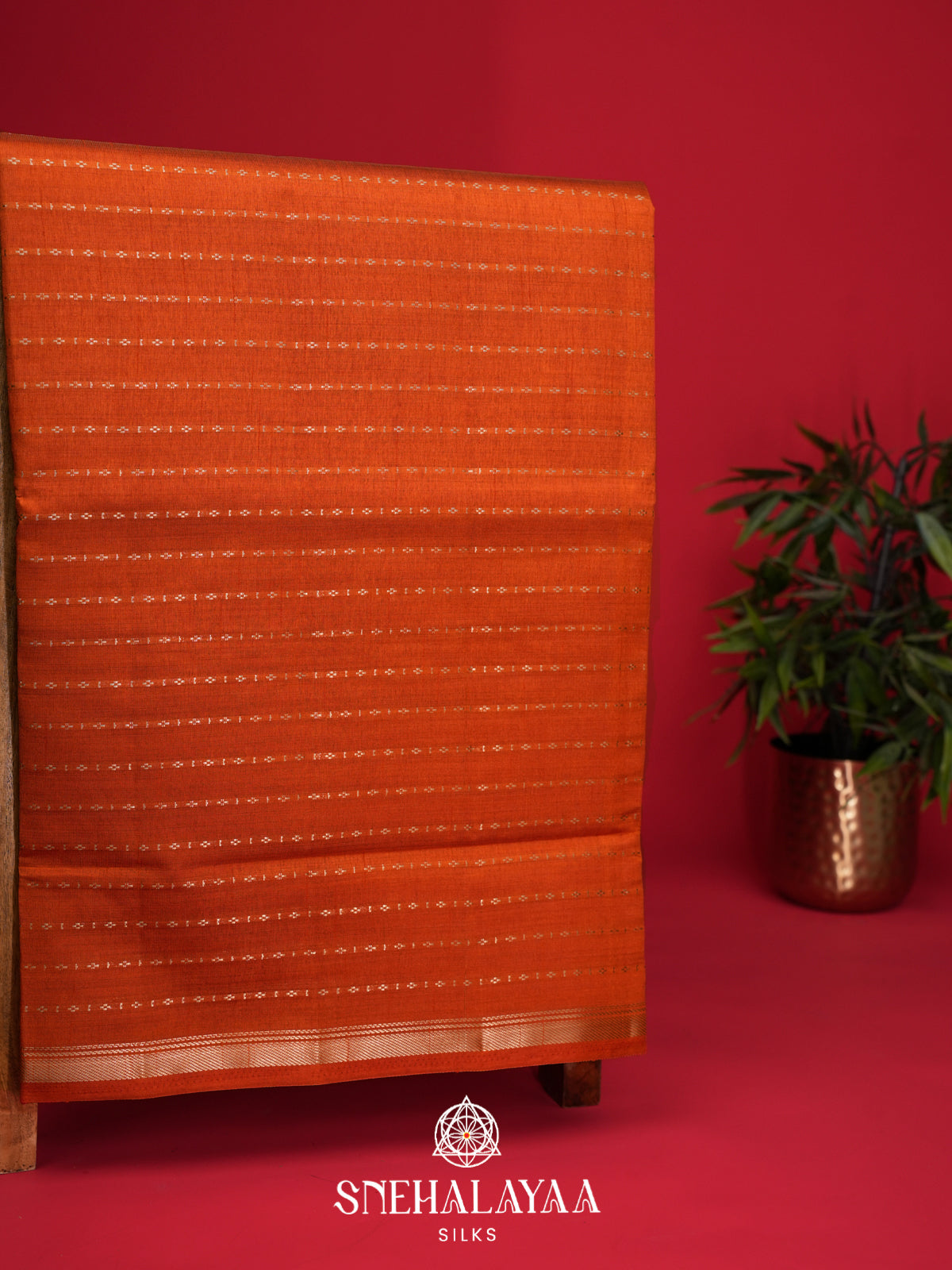 Orange Raw Silk Saree