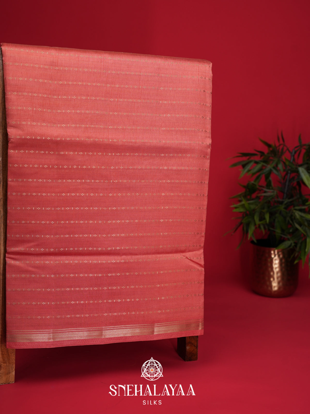 Peach Raw Silk Saree