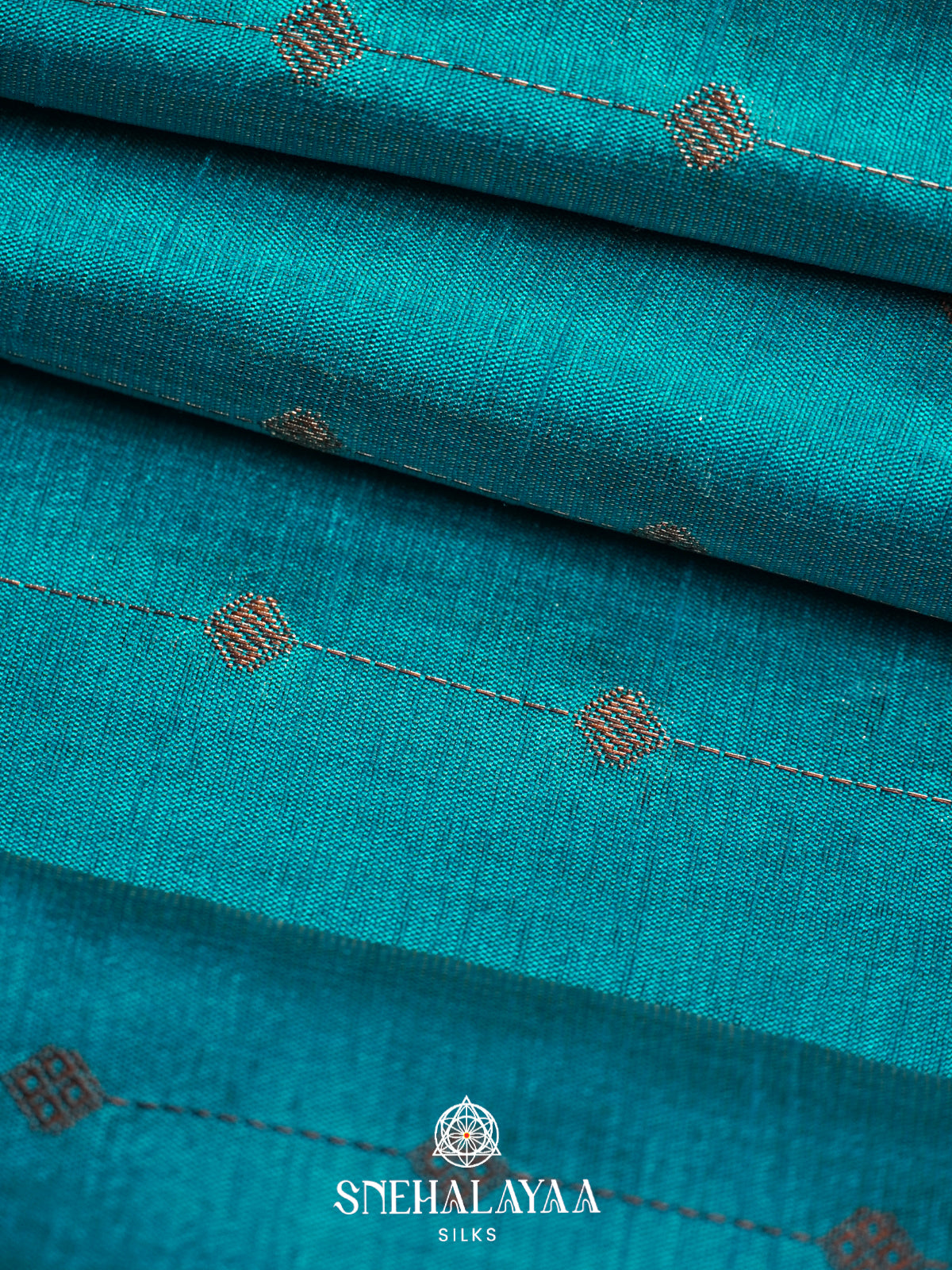 Teal Blue Raw Silk Saree