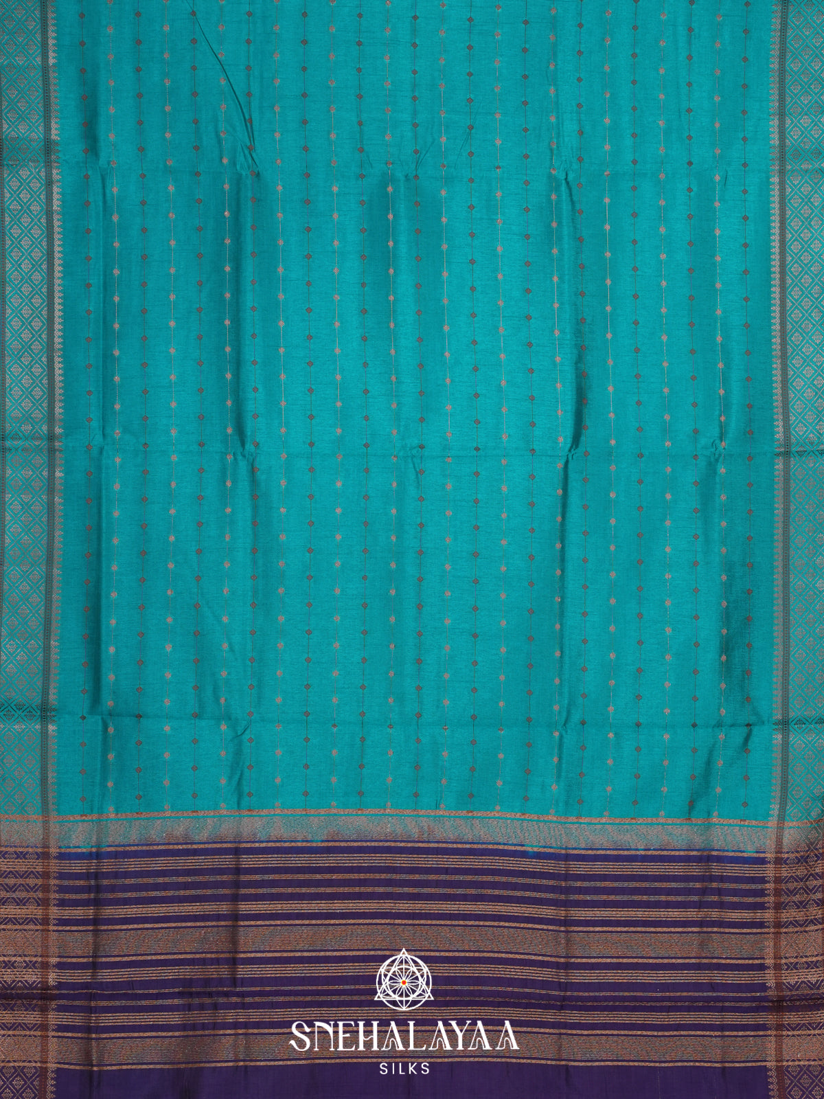 Teal Blue Raw Silk Saree