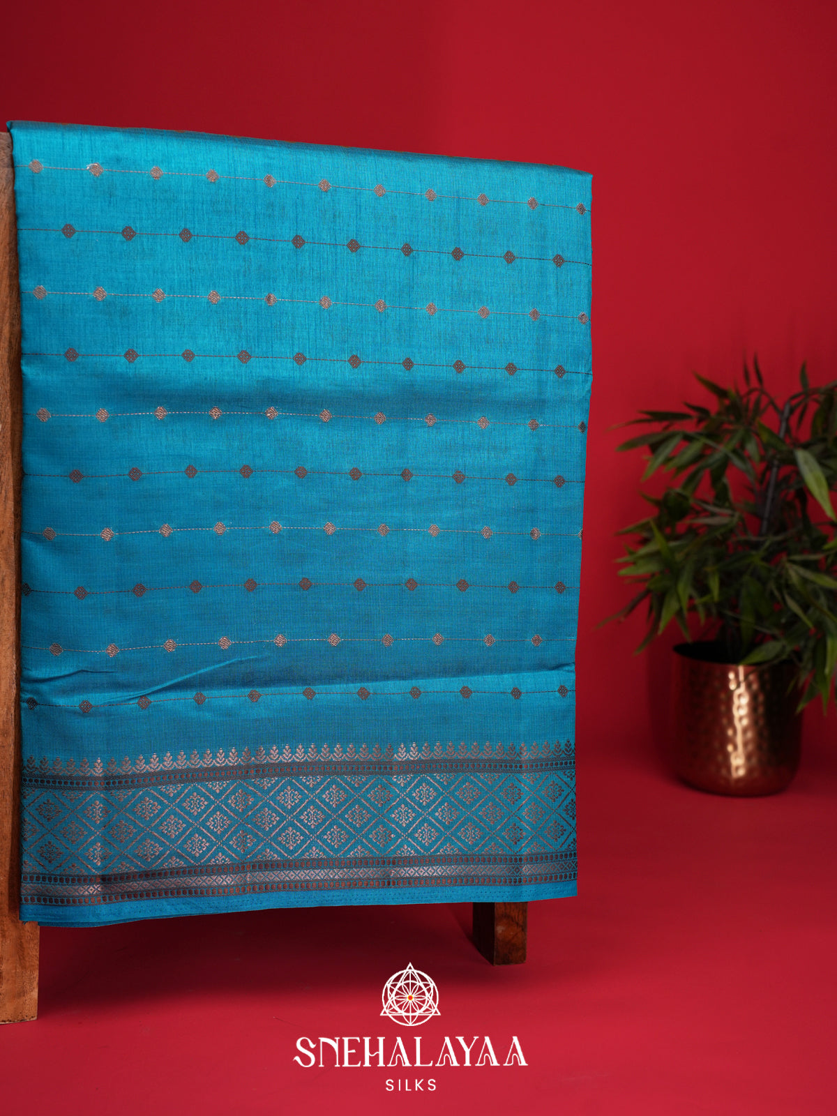 Aqua Blue Raw Silk Saree