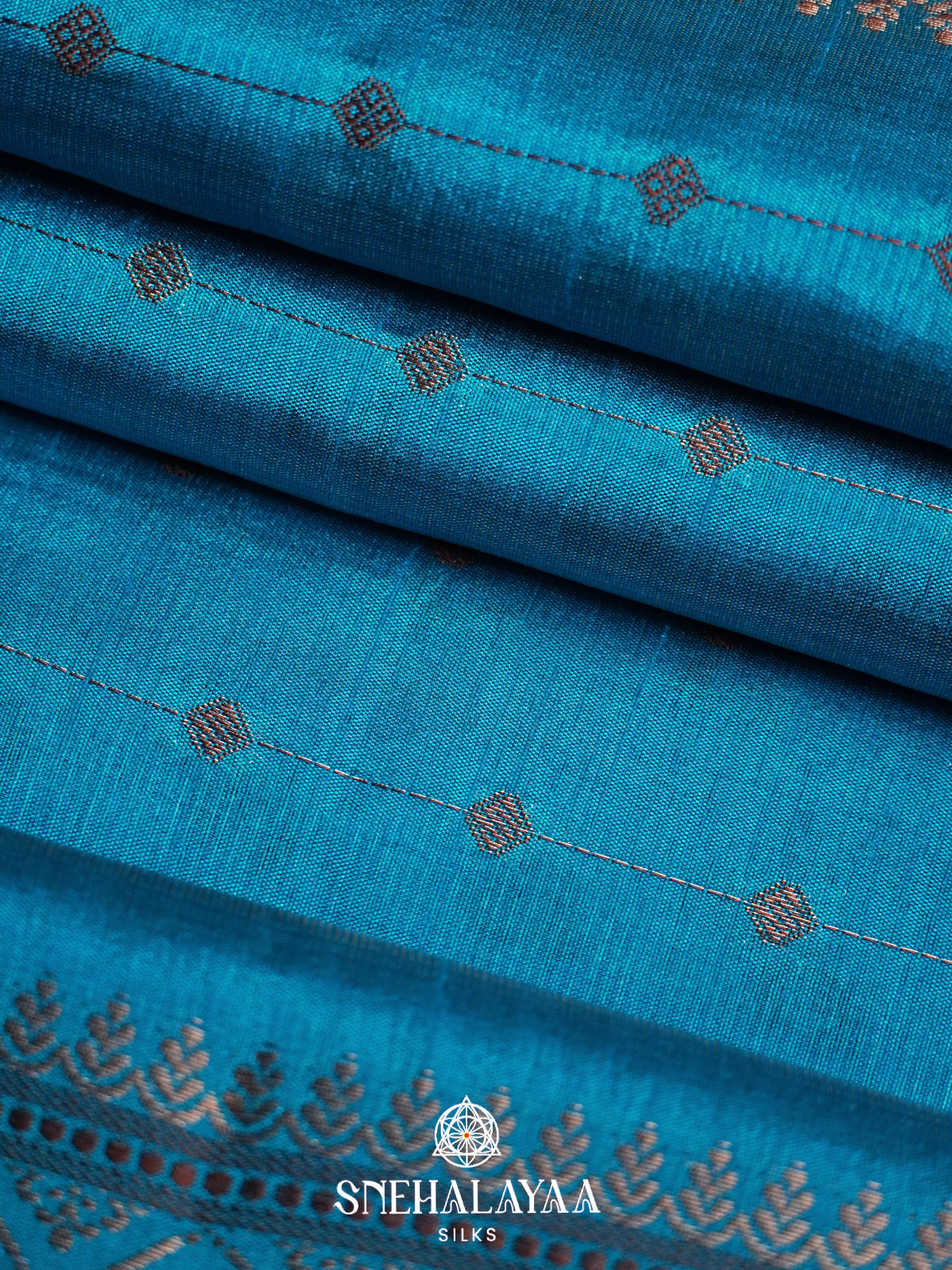 Aqua Blue Raw Silk Saree