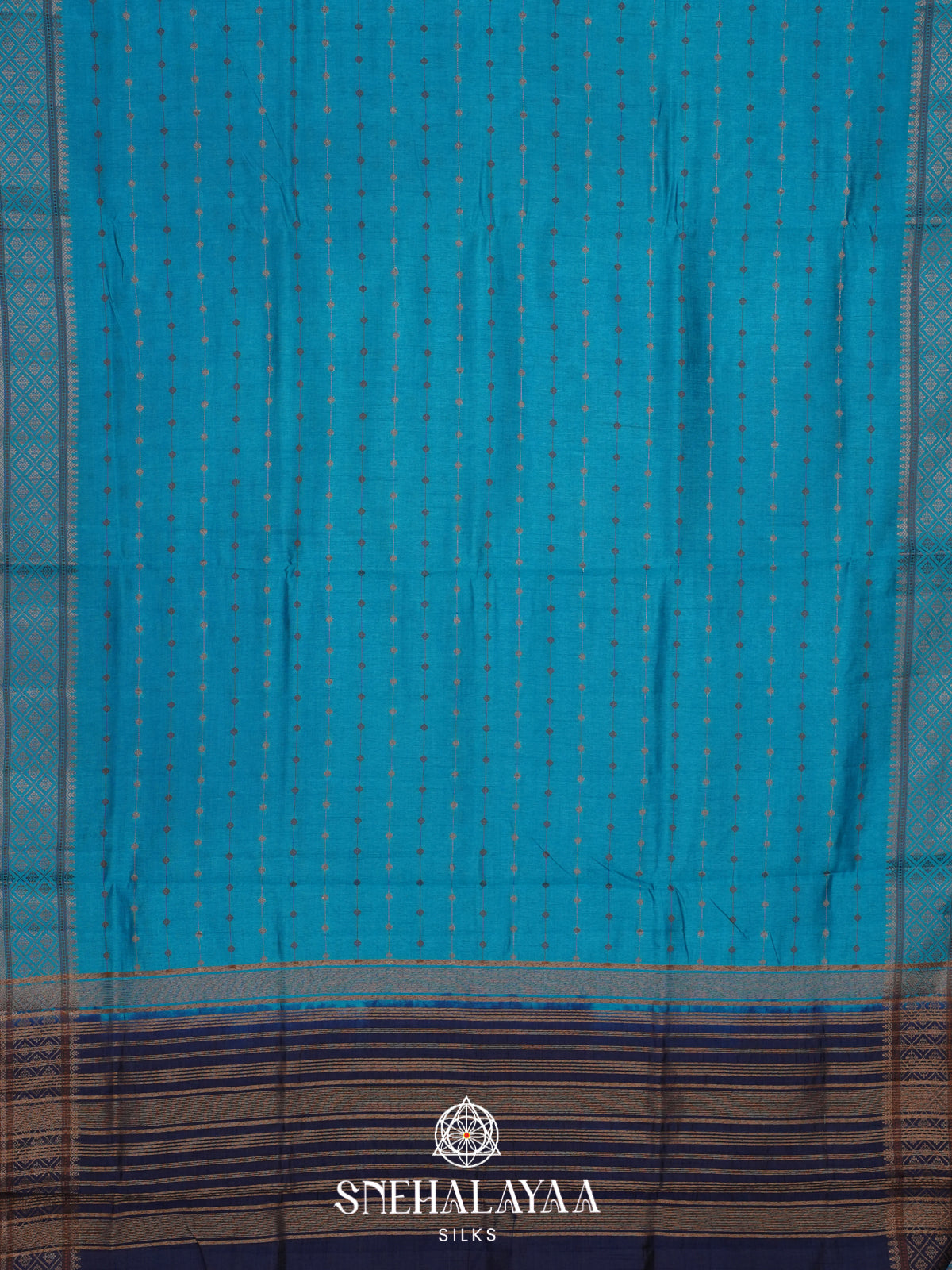 Aqua Blue Raw Silk Saree