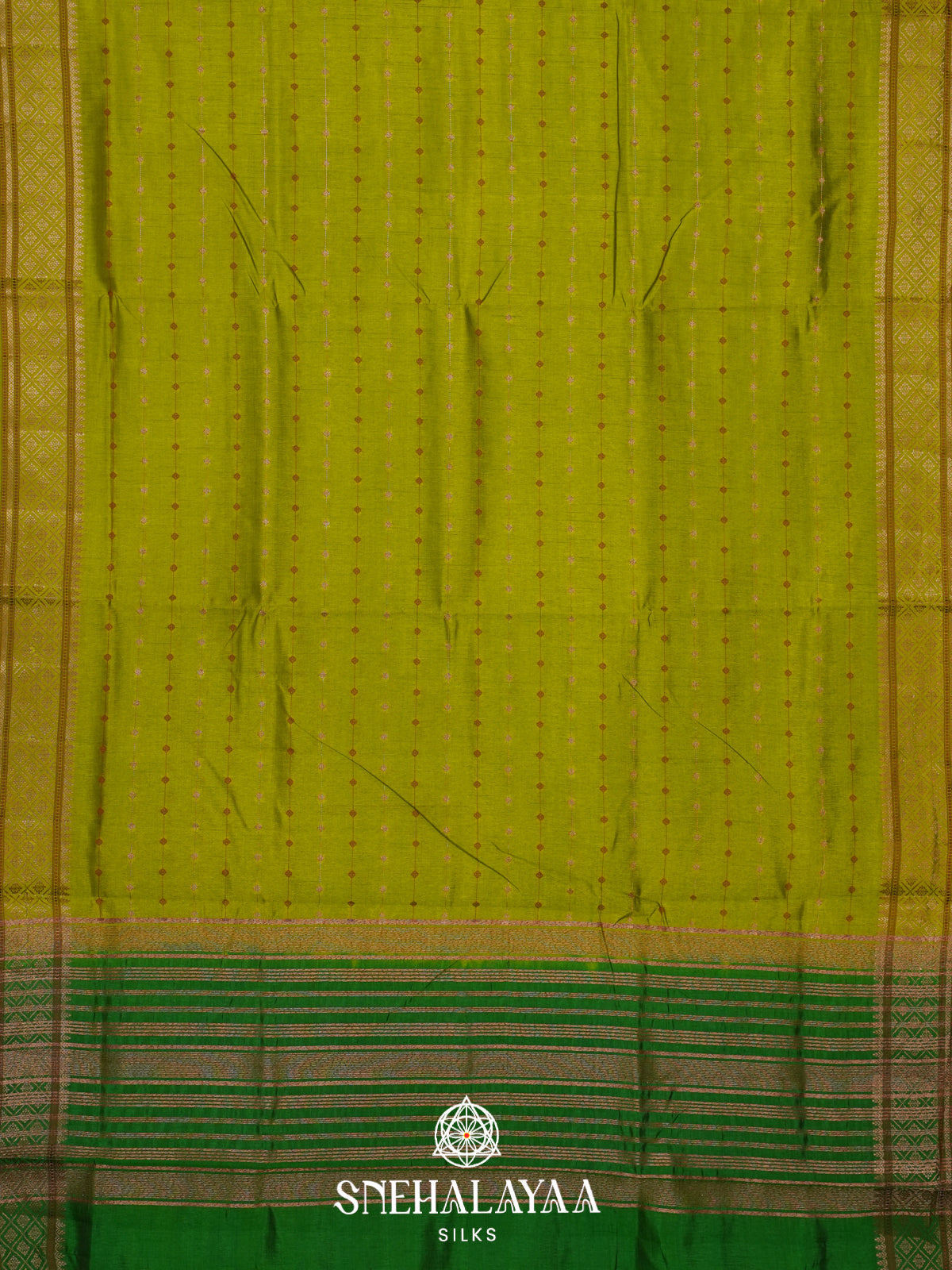 Lime Green Raw Silk Saree