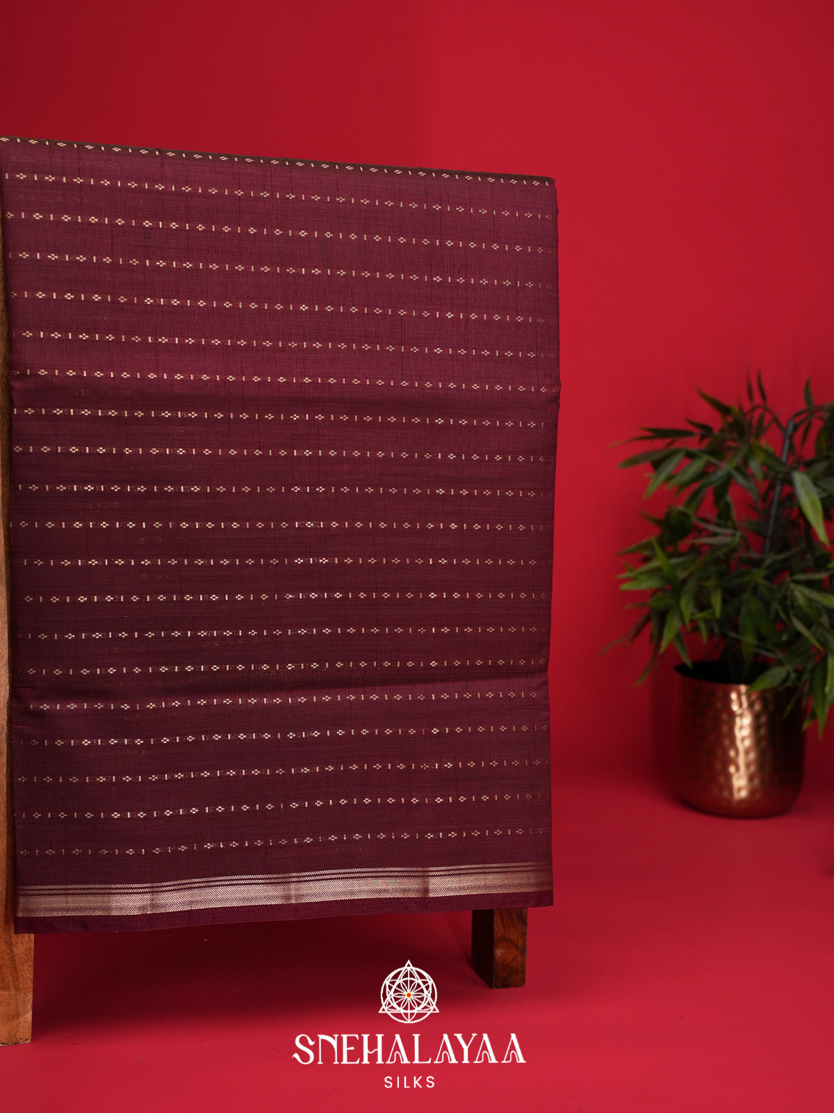 Wine Raw Silk Saree