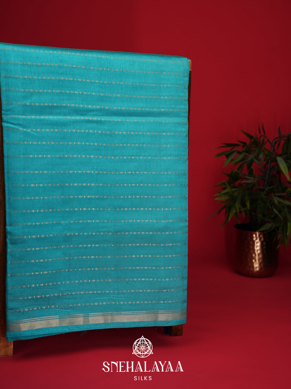 Sky Blue Raw Silk Saree