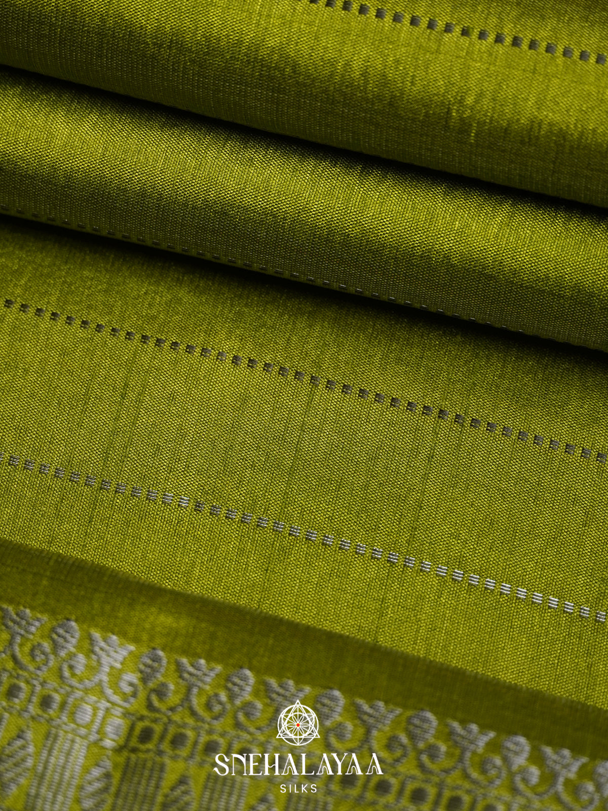Lime Green Raw Silk Saree