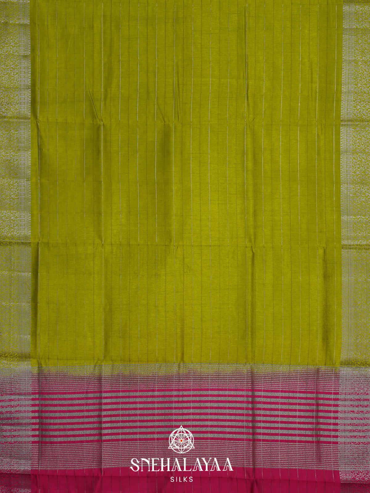 Lime Green Raw Silk Saree