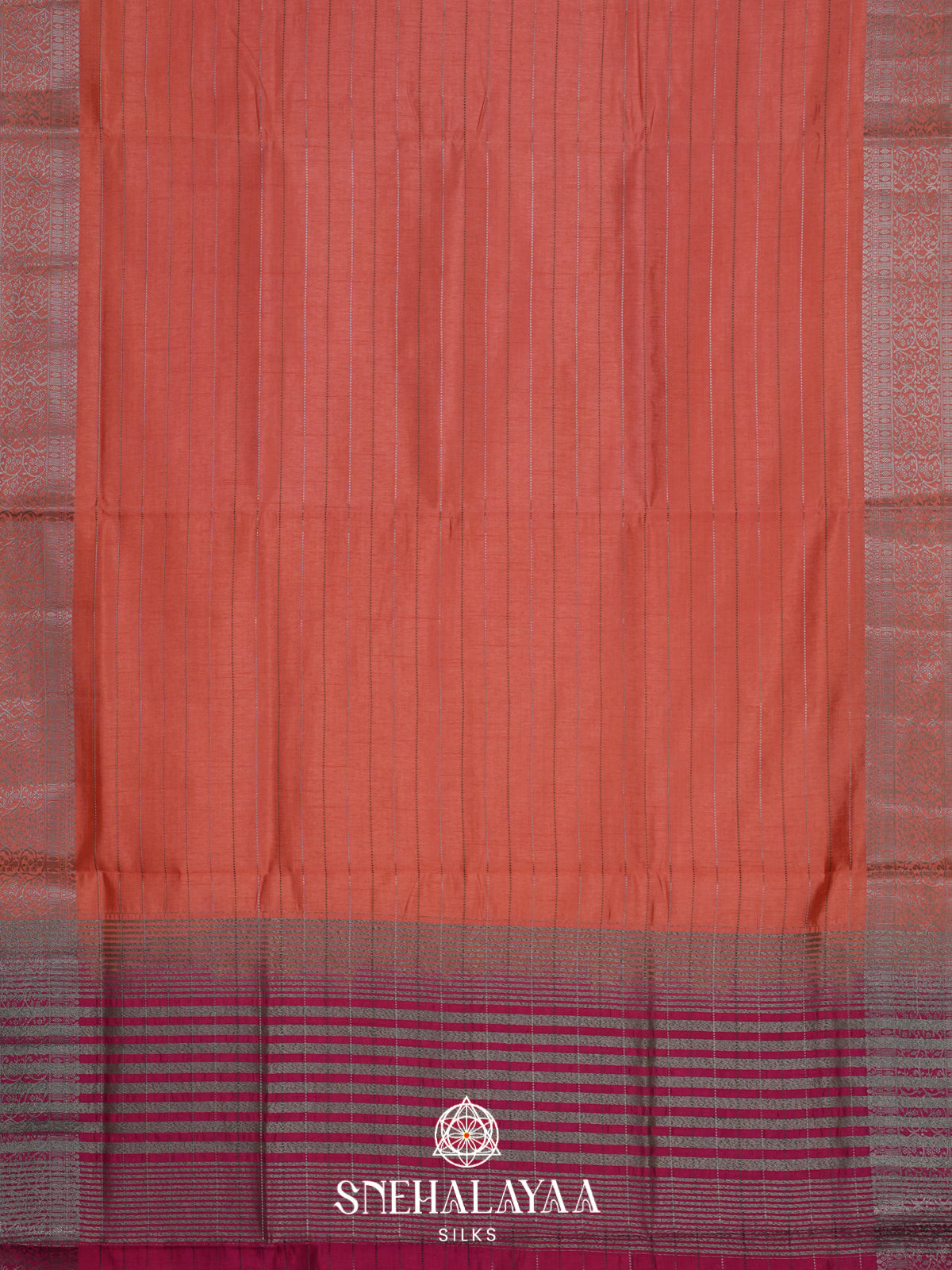 Coral Raw Silk Saree