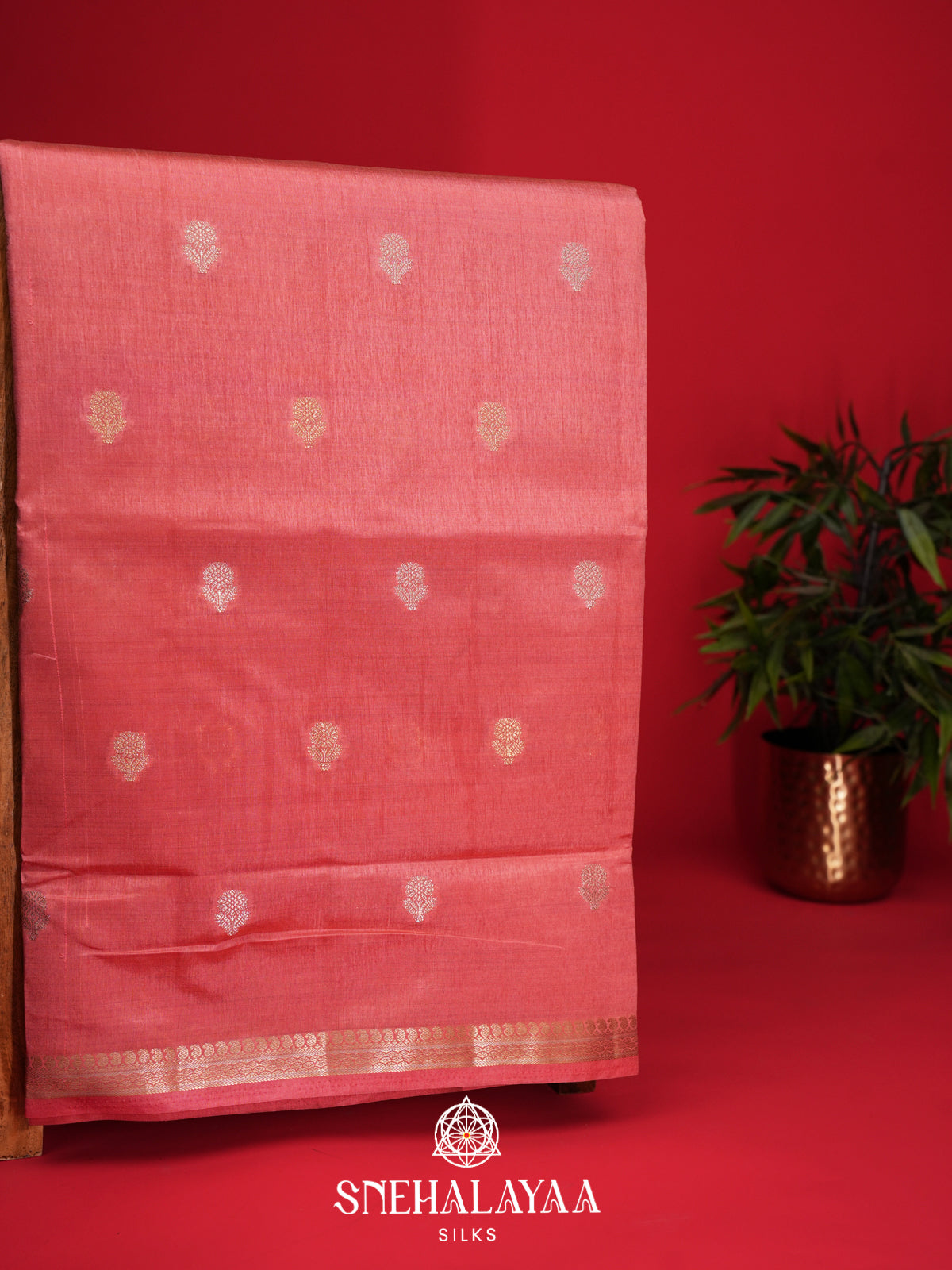 Peach Raw Silk Saree
