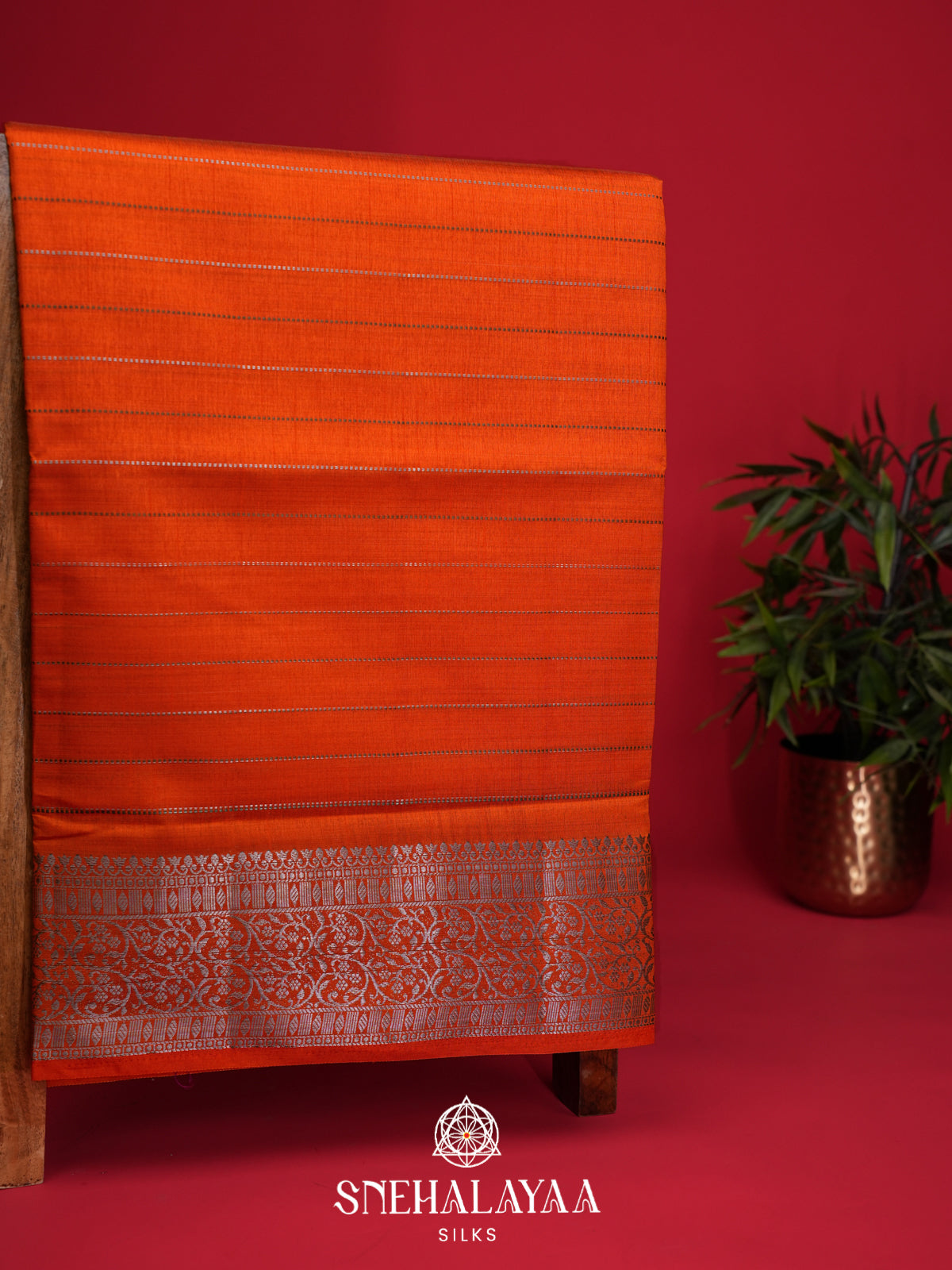 Orange Raw Silk Saree